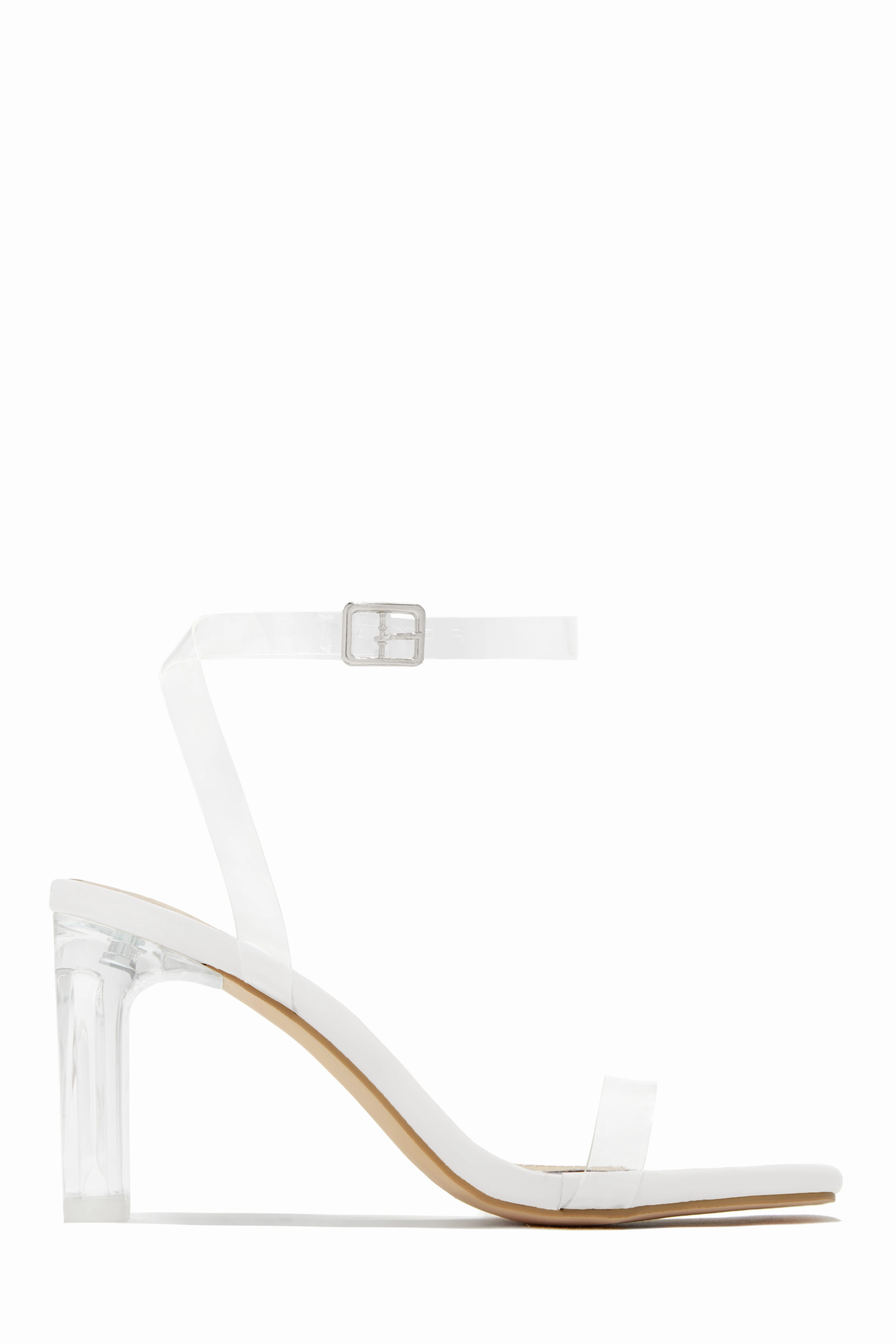 Simply Yours Clear Ankle Strap Heels - White