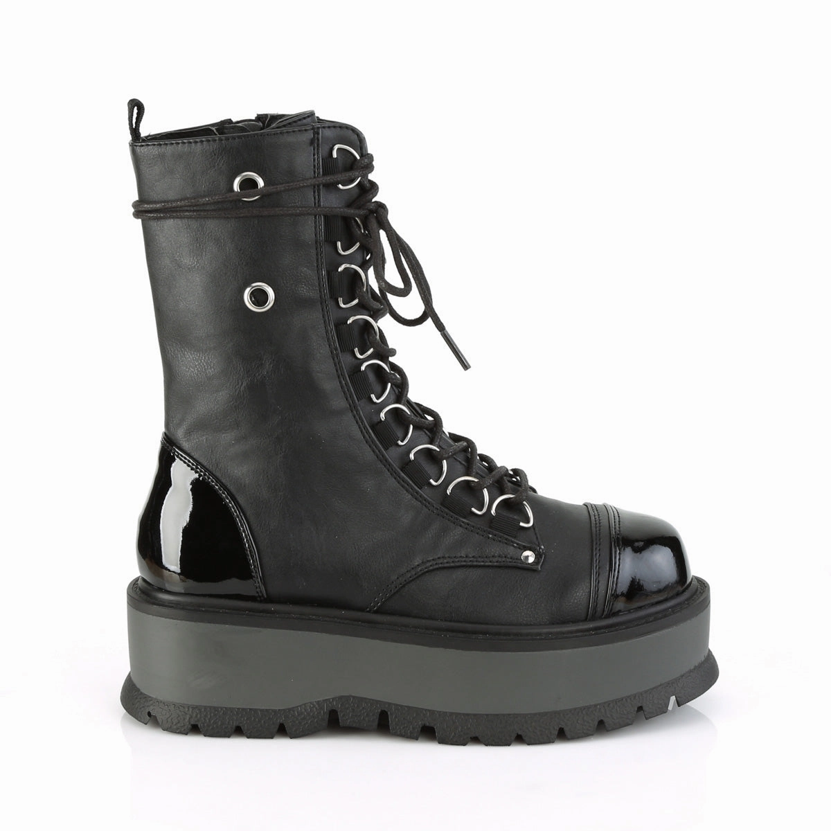 SLACKER-150  Black Vegan Leather-Patent