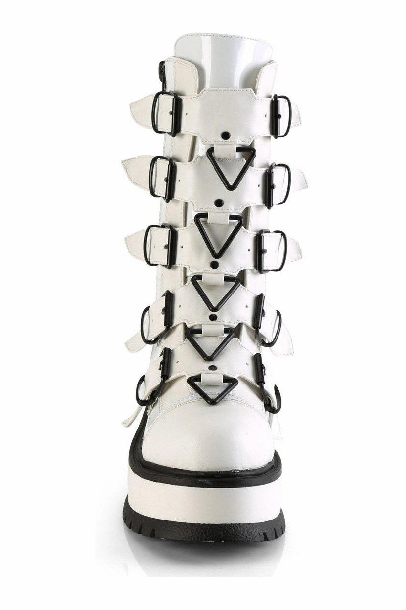 SLACKER-160 Knee Boot | White Patent
