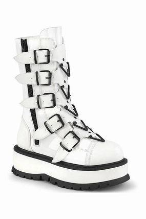 SLACKER-160 Knee Boot | White Patent