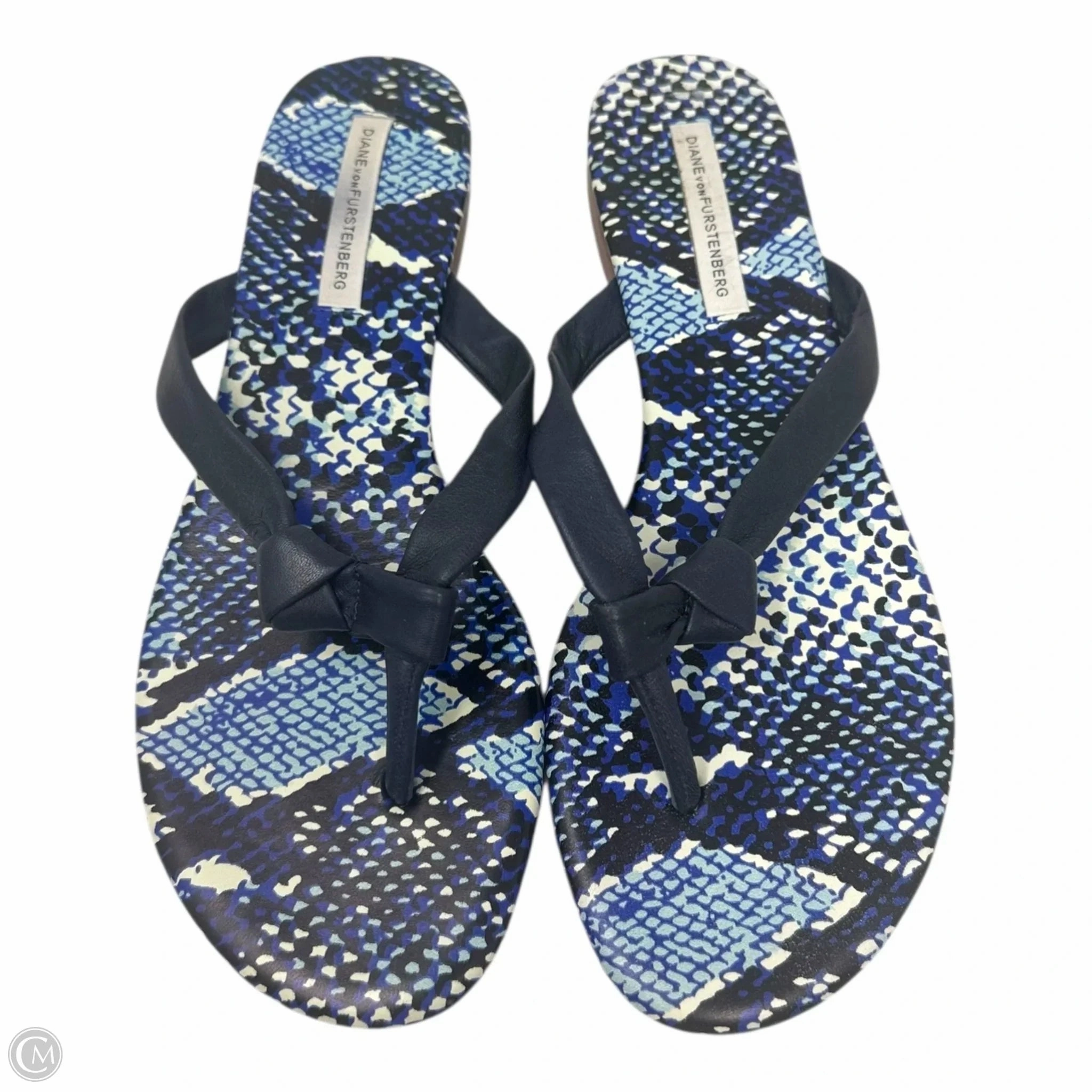 Snakeskin Knot Flip Flop Sandals Designer By Diane Von Furstenberg In Snakeskin Print, Size: 8