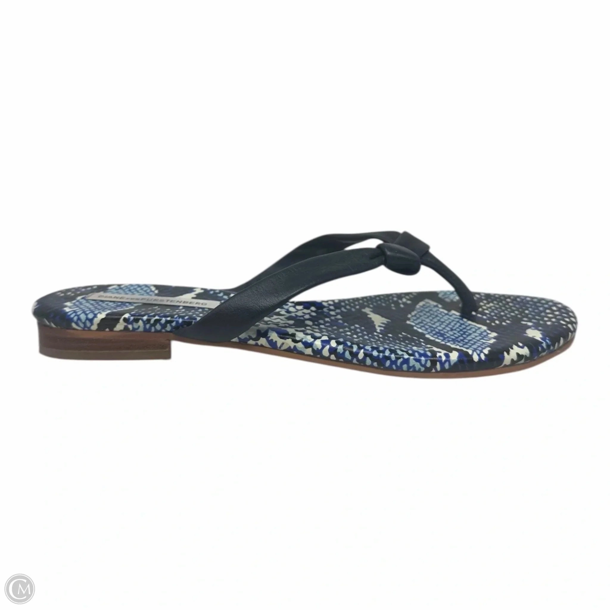 Snakeskin Knot Flip Flop Sandals Designer By Diane Von Furstenberg In Snakeskin Print, Size: 8