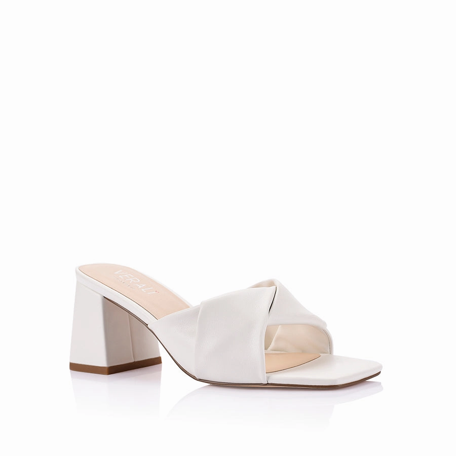 Stella Block Heel Mules - Chalk Smooth