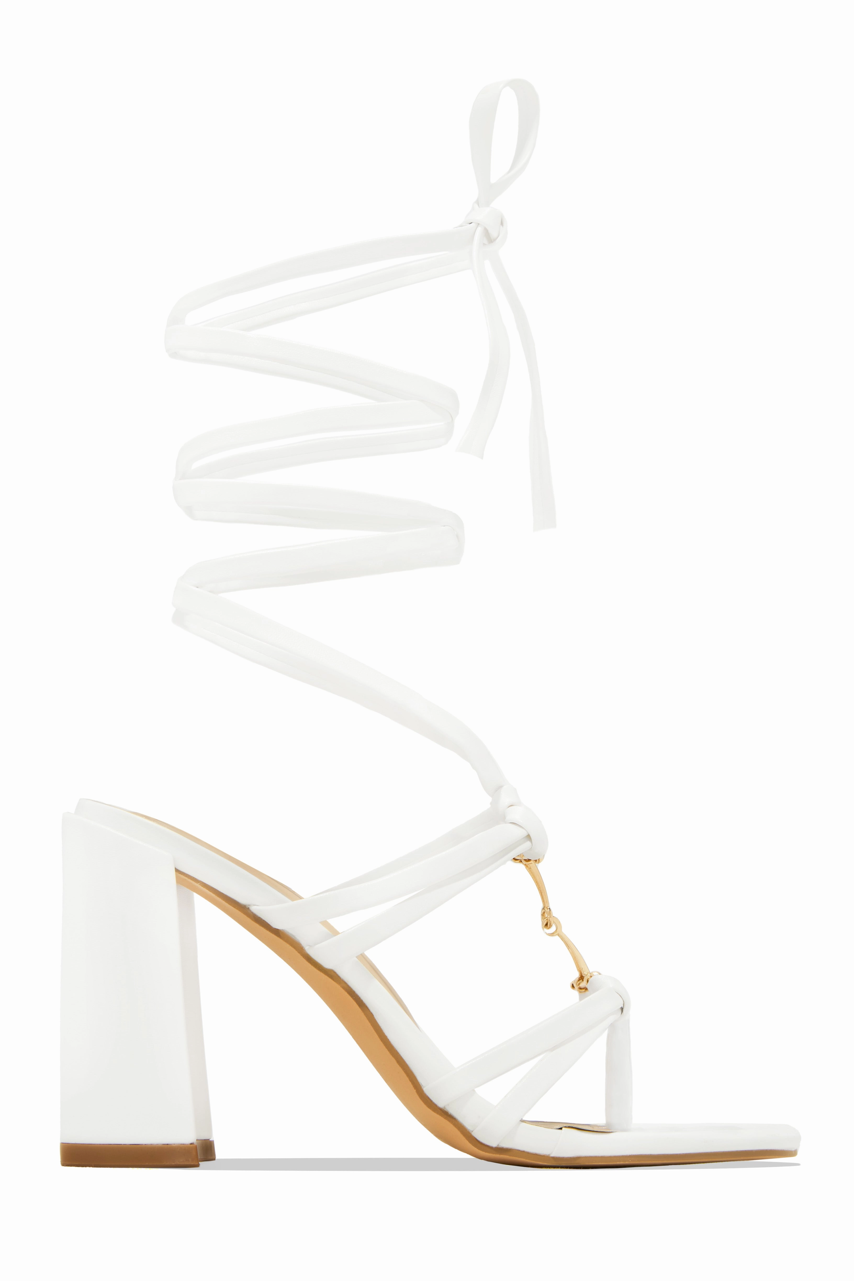 Stepping Out Lace Up Block Heels - Lime