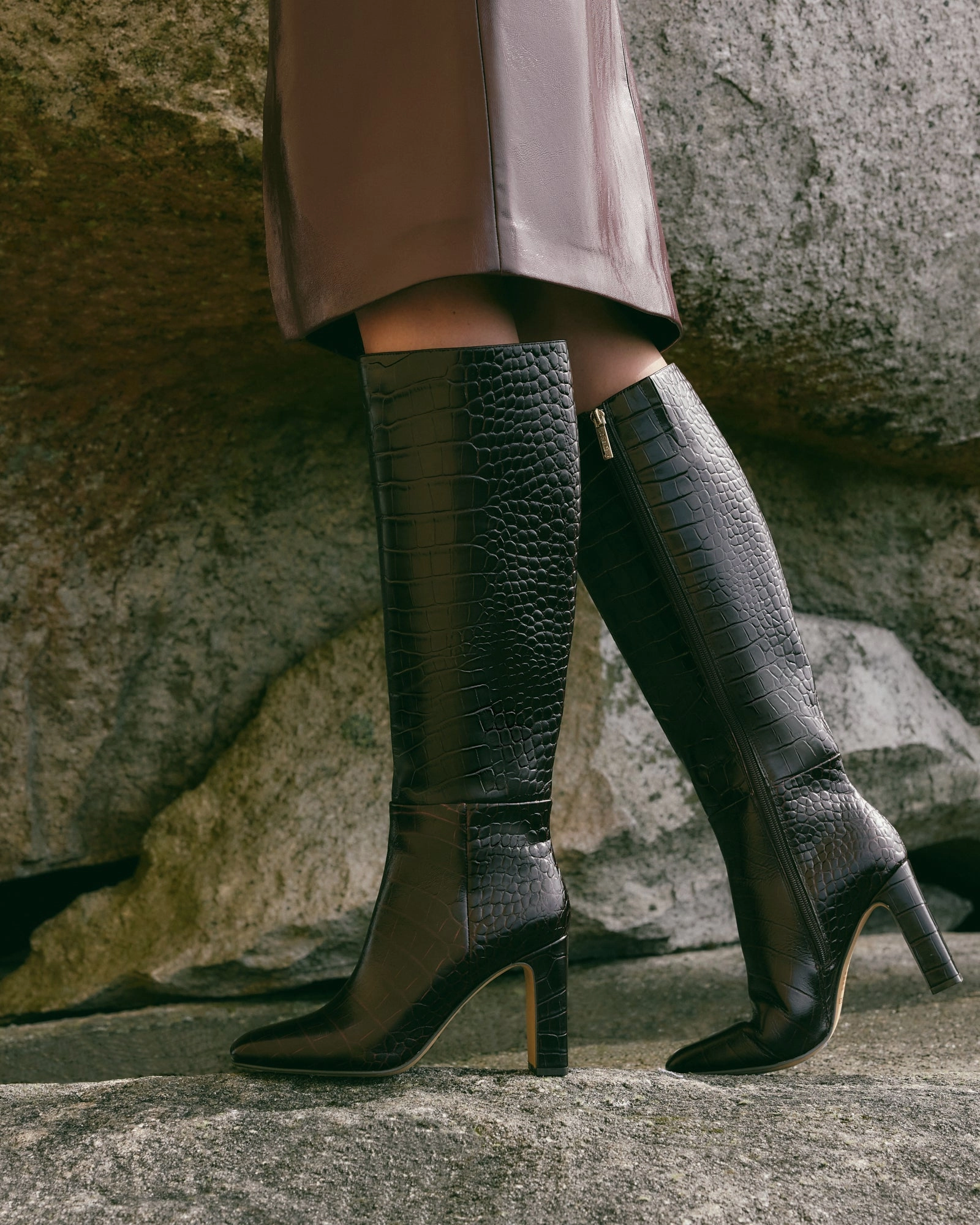 STORMI KNEE BOOTS CHOCOLATE CROC