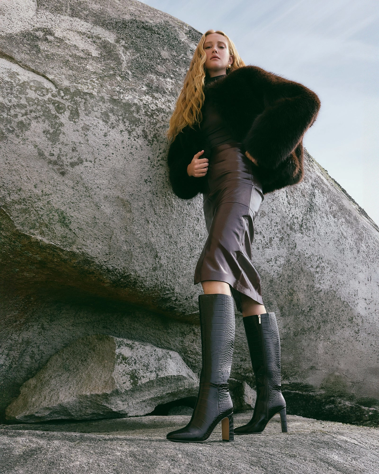 STORMI KNEE BOOTS CHOCOLATE CROC