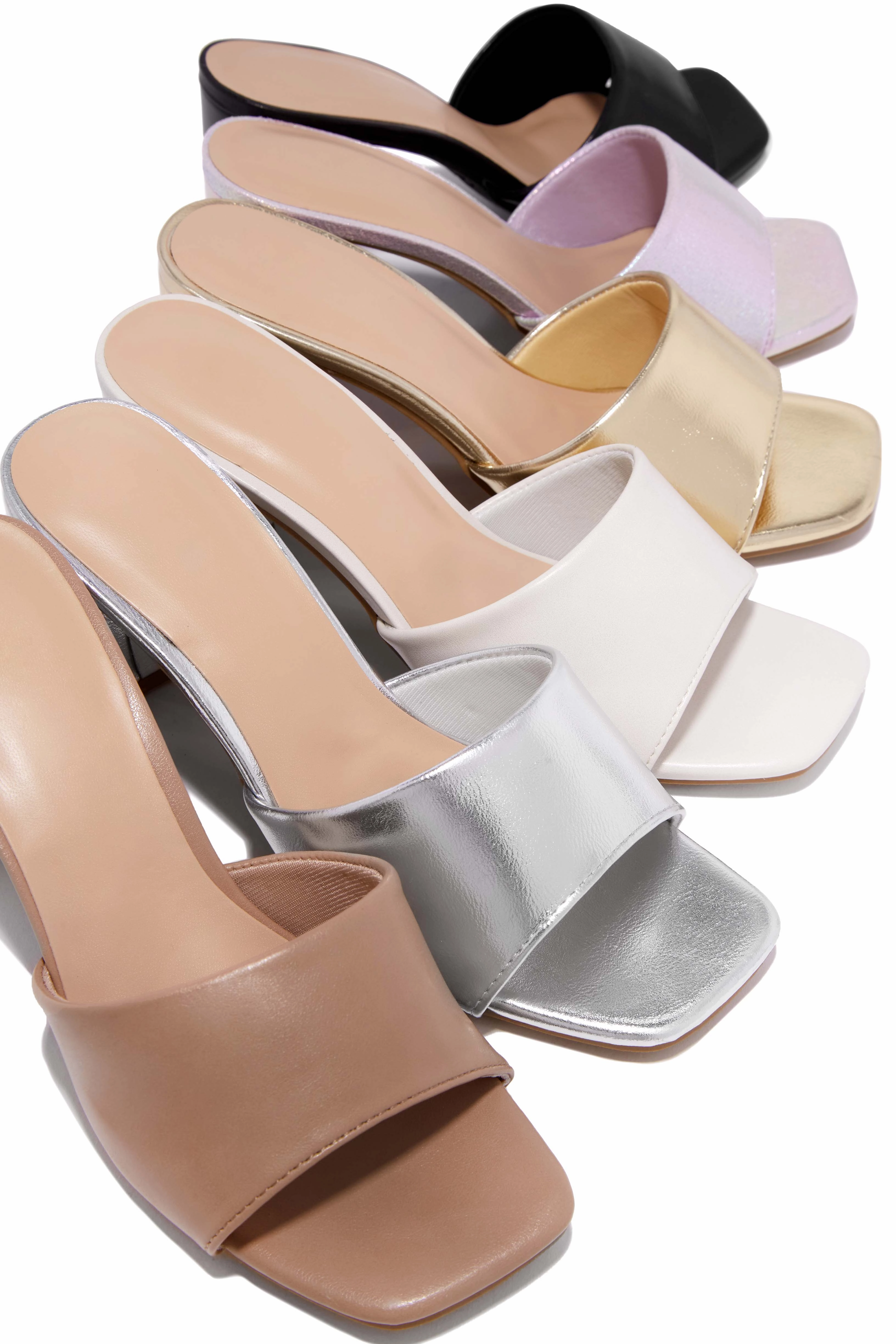 Sylva Block Heel Mules - Silver