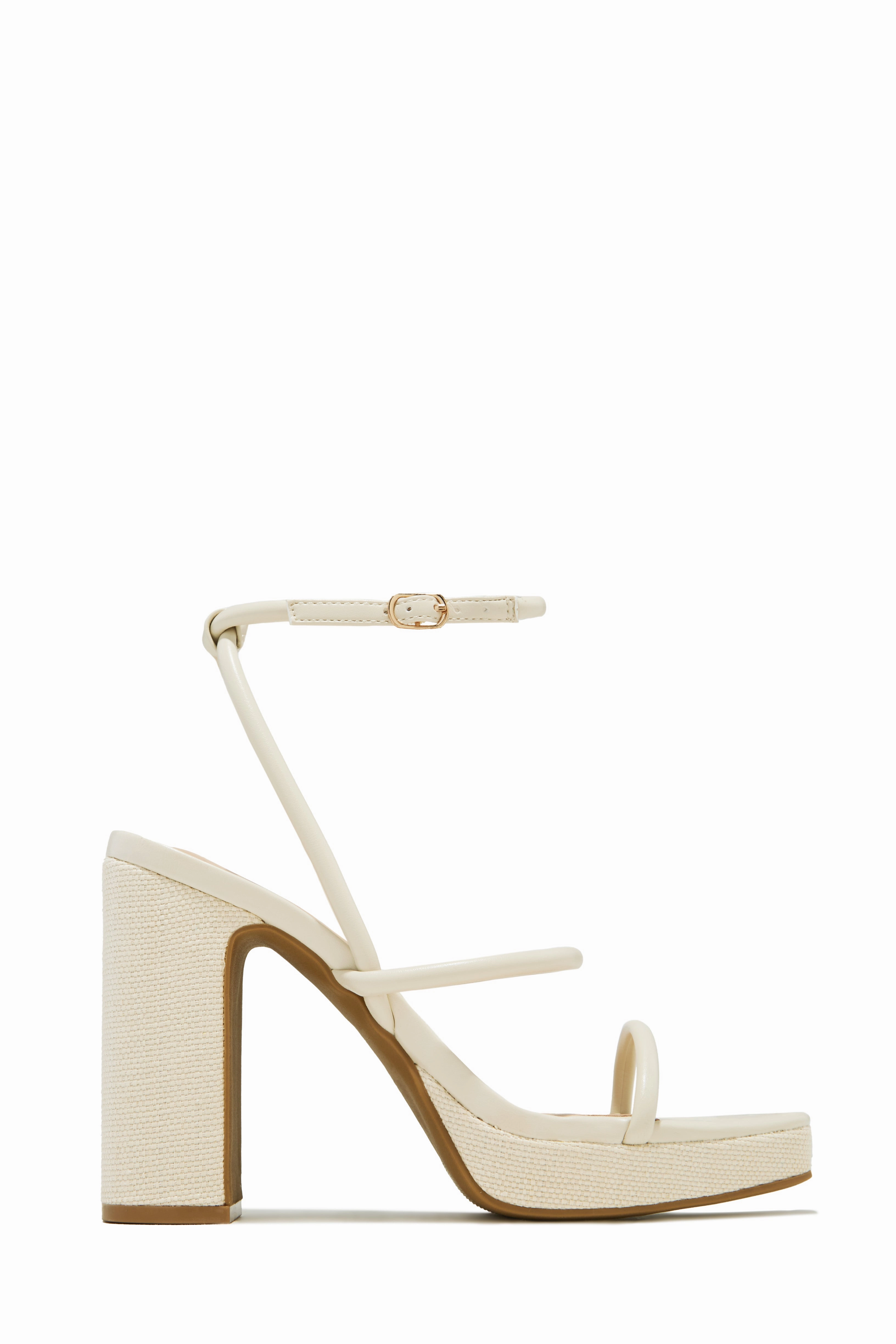 Thalia Platform Block Heels - Bone
