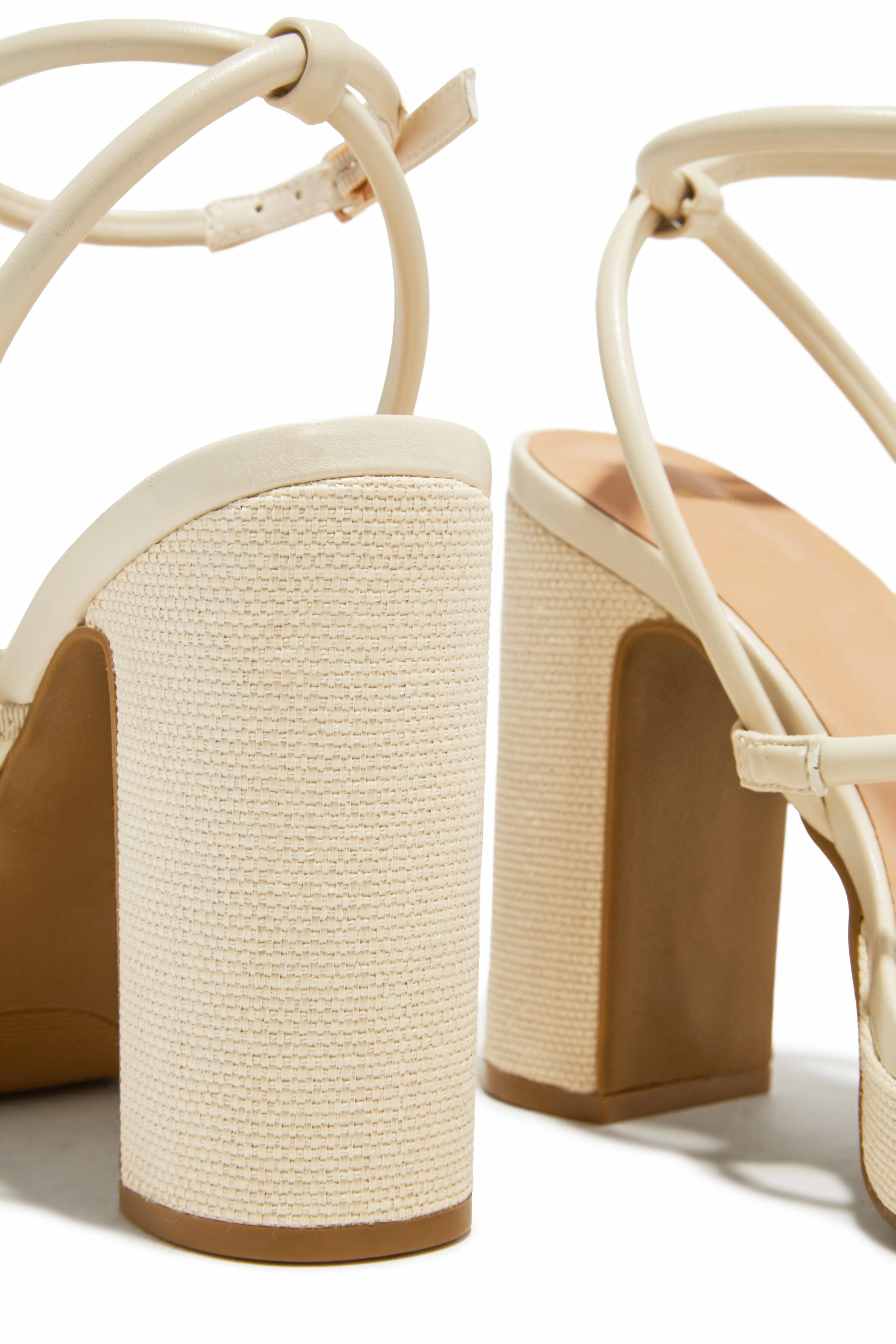 Thalia Platform Block Heels - Bone