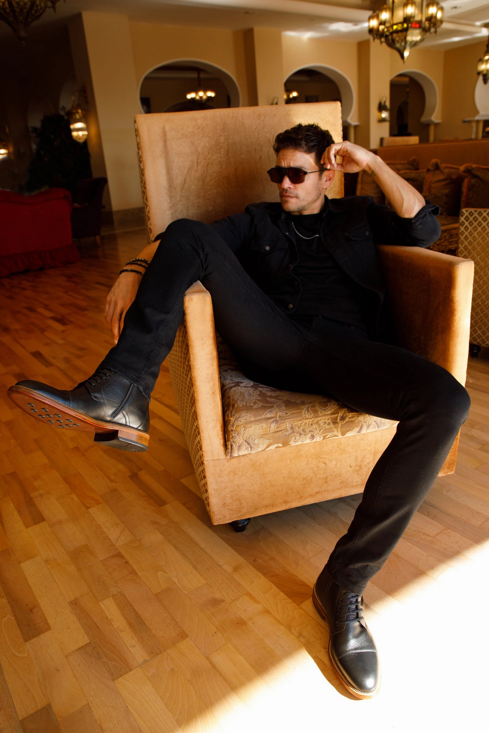 The Bothey Black Leather Cap-Toe Lace-up Men Boot with a Zipper Final sale!