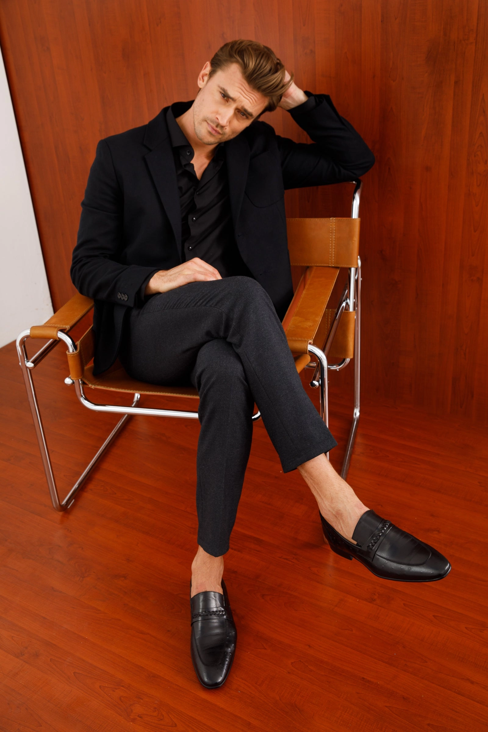 The Johannesburg Black Leather Dress Loafer Men  Shoe