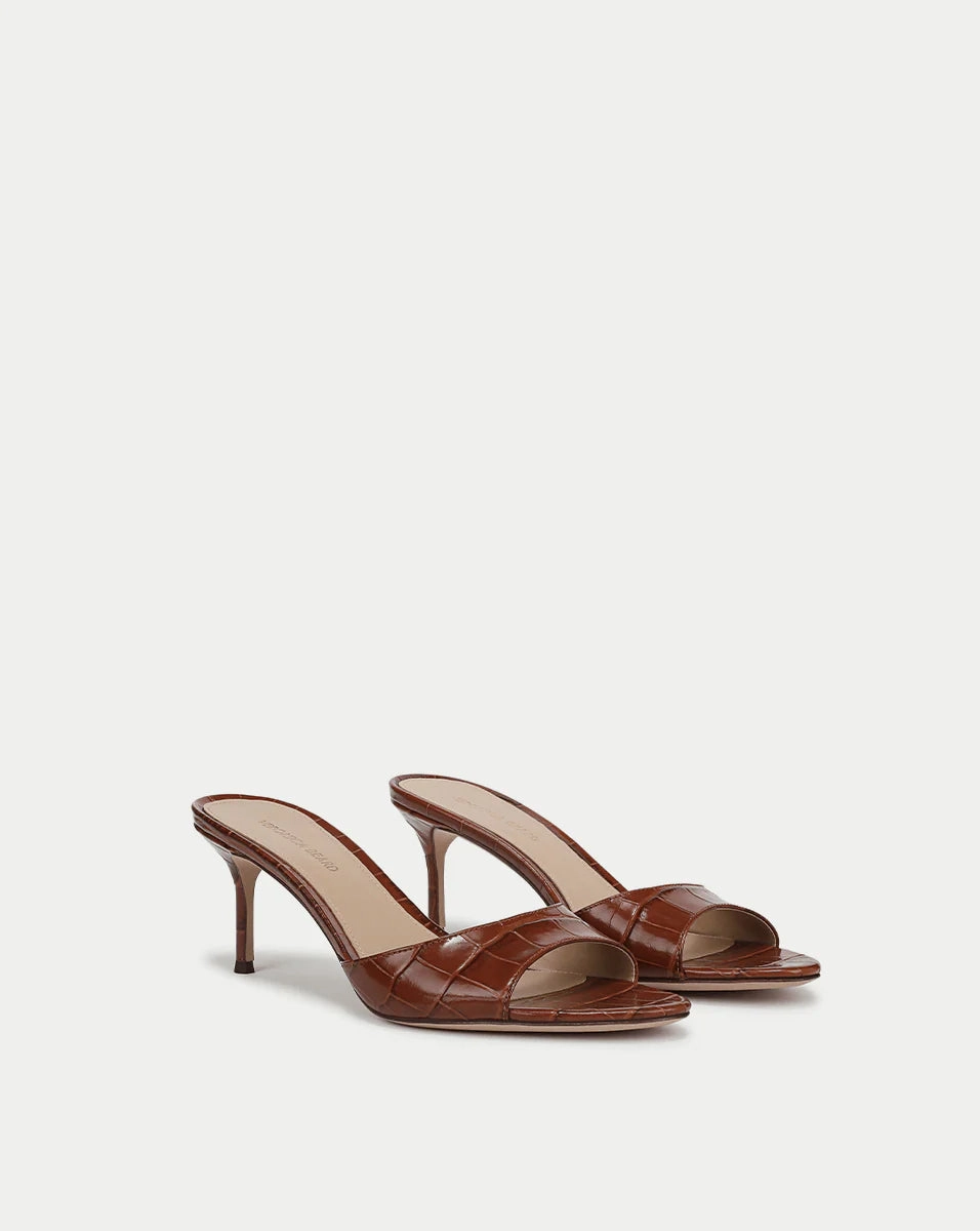 Tia Croc-Embossed Sandal - Hazelwood