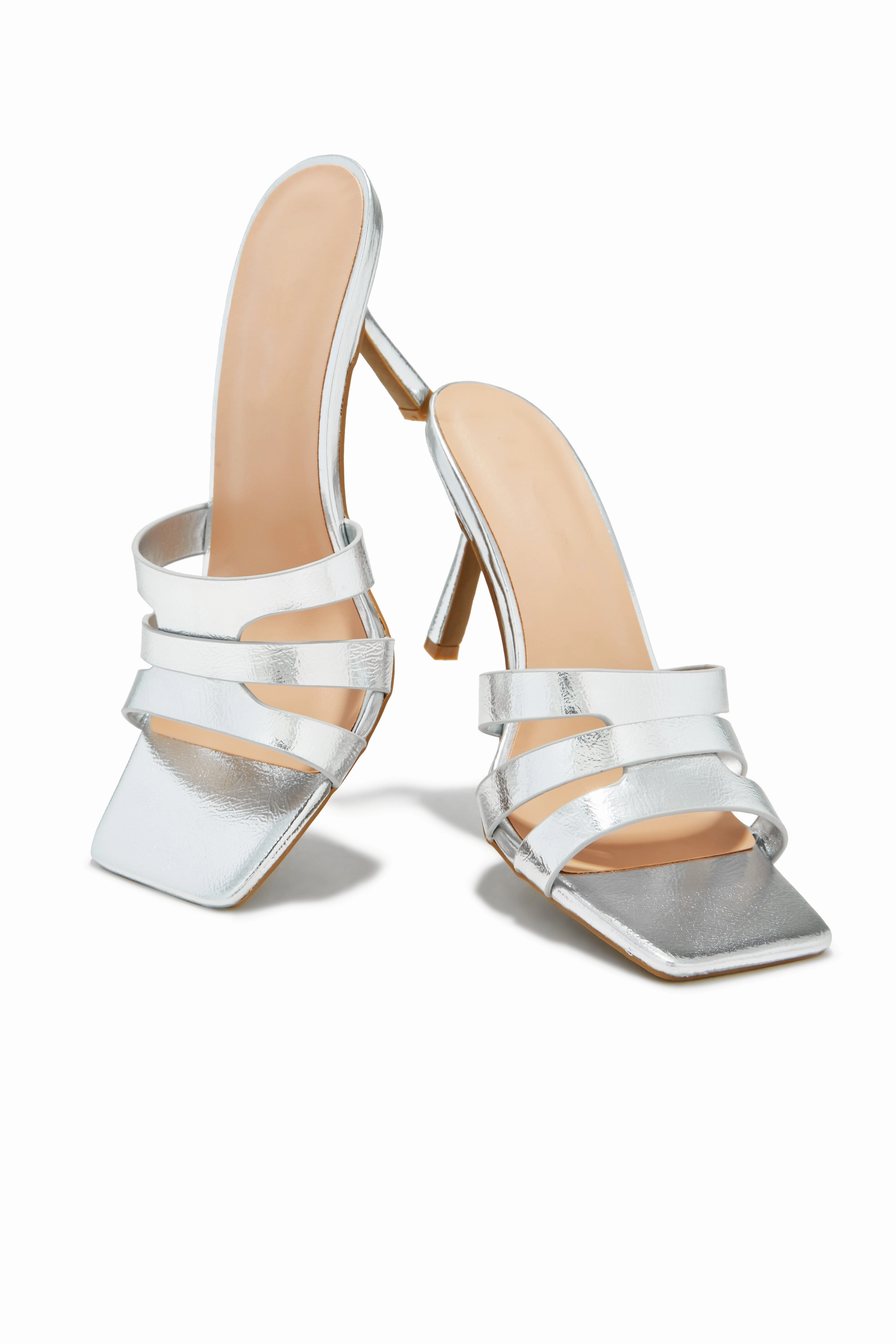Valdis Mid Heel Mules - Silver