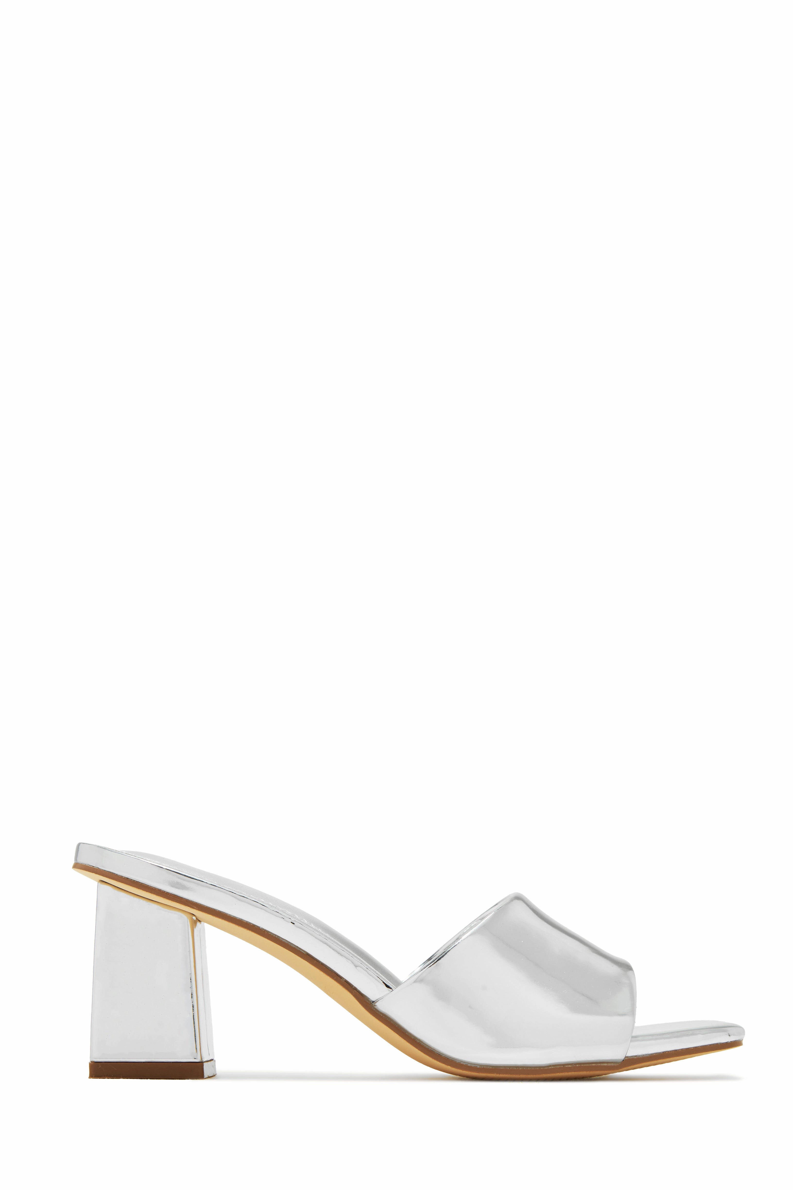 Valentine Block Heel Mules - Silver