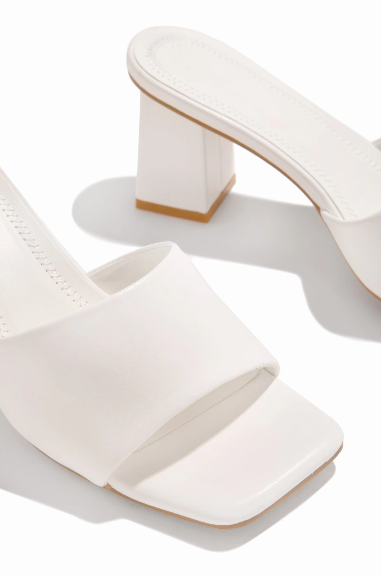 Valentine Block Heel Mules - White