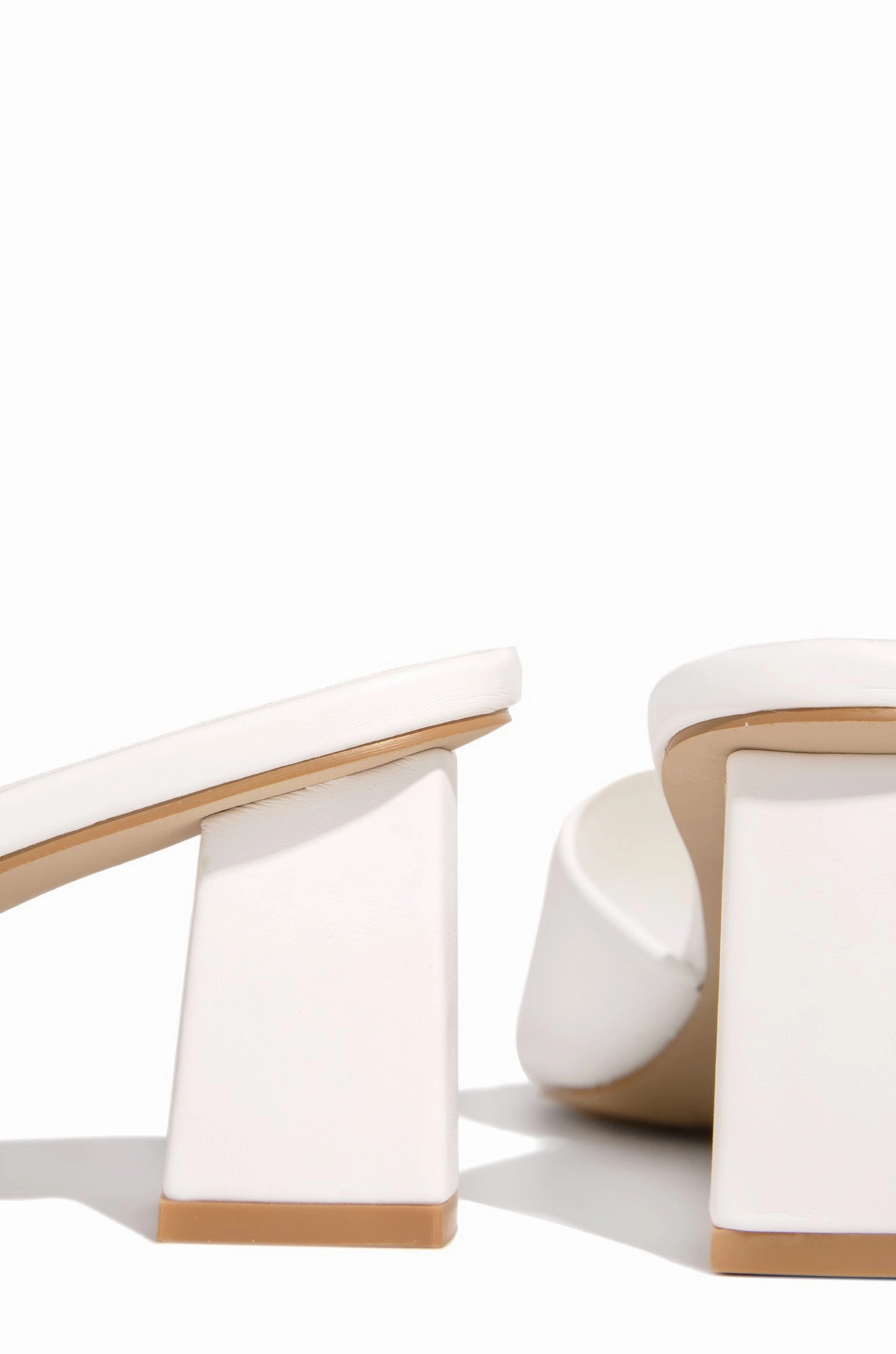 Valentine Block Heel Mules - White