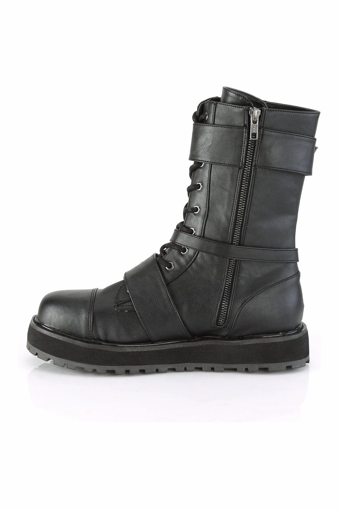 VALOR-220 Black Vegan Leather Knee Boot