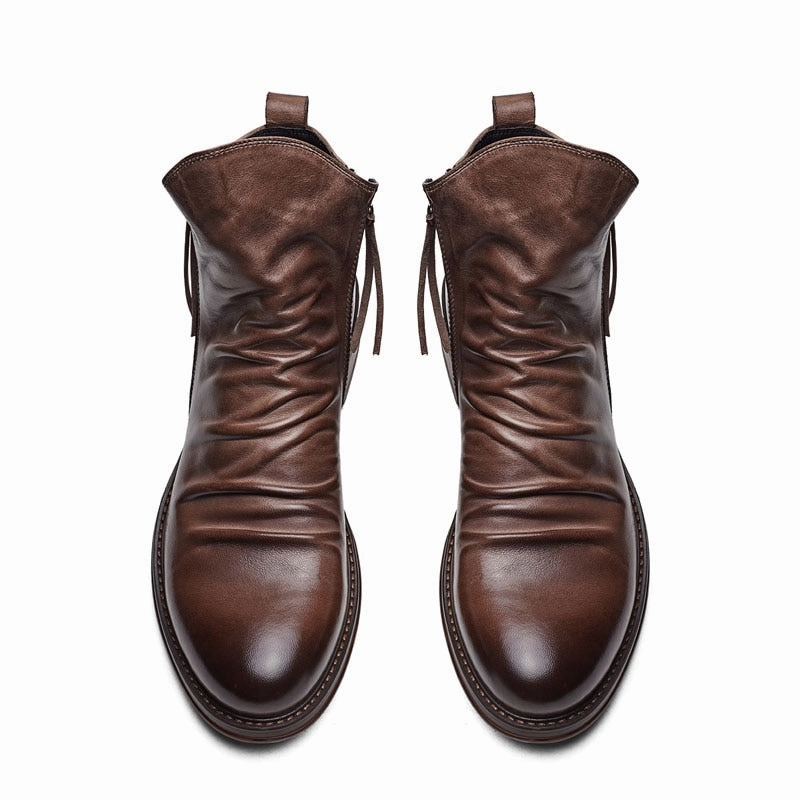 West Louis™ High-Top Tassel Zip PU Leather Boots