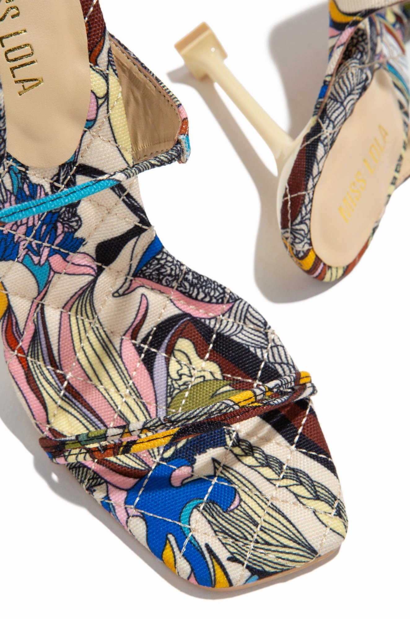 Wine & Dine Lace Up Heels - Multi