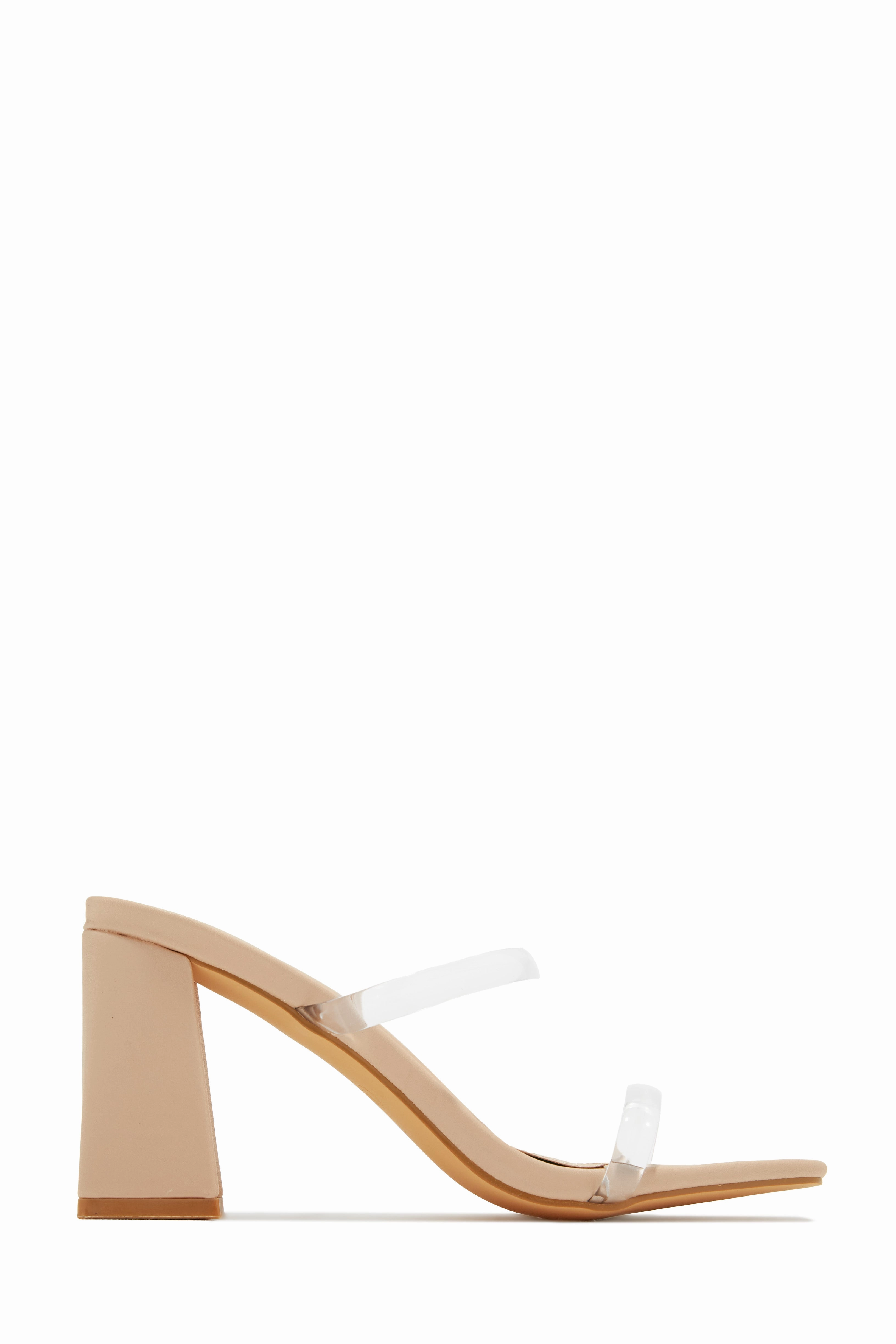 Yesenia Block Mid Heel Mules - Clear