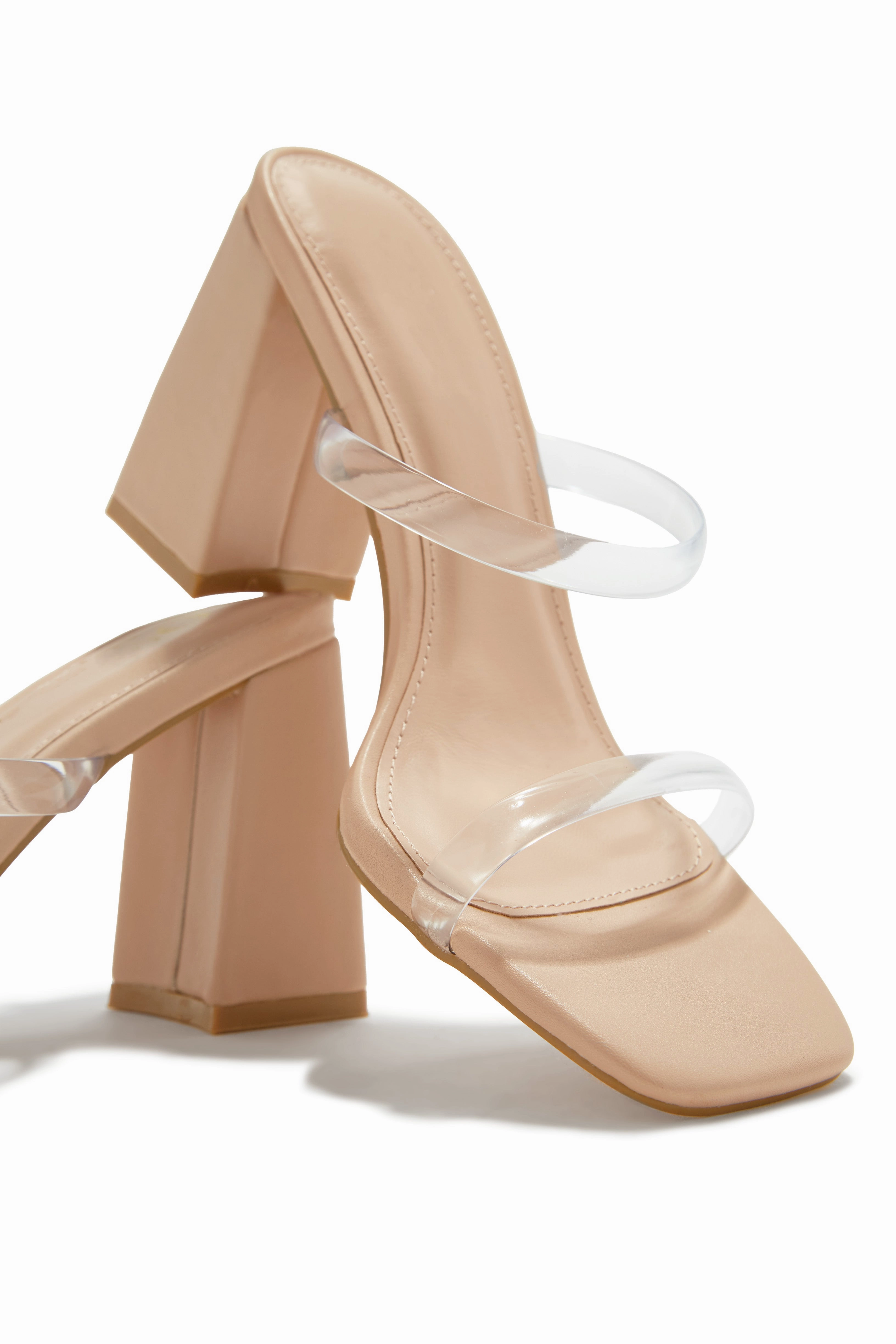 Yesenia Block Mid Heel Mules - Clear