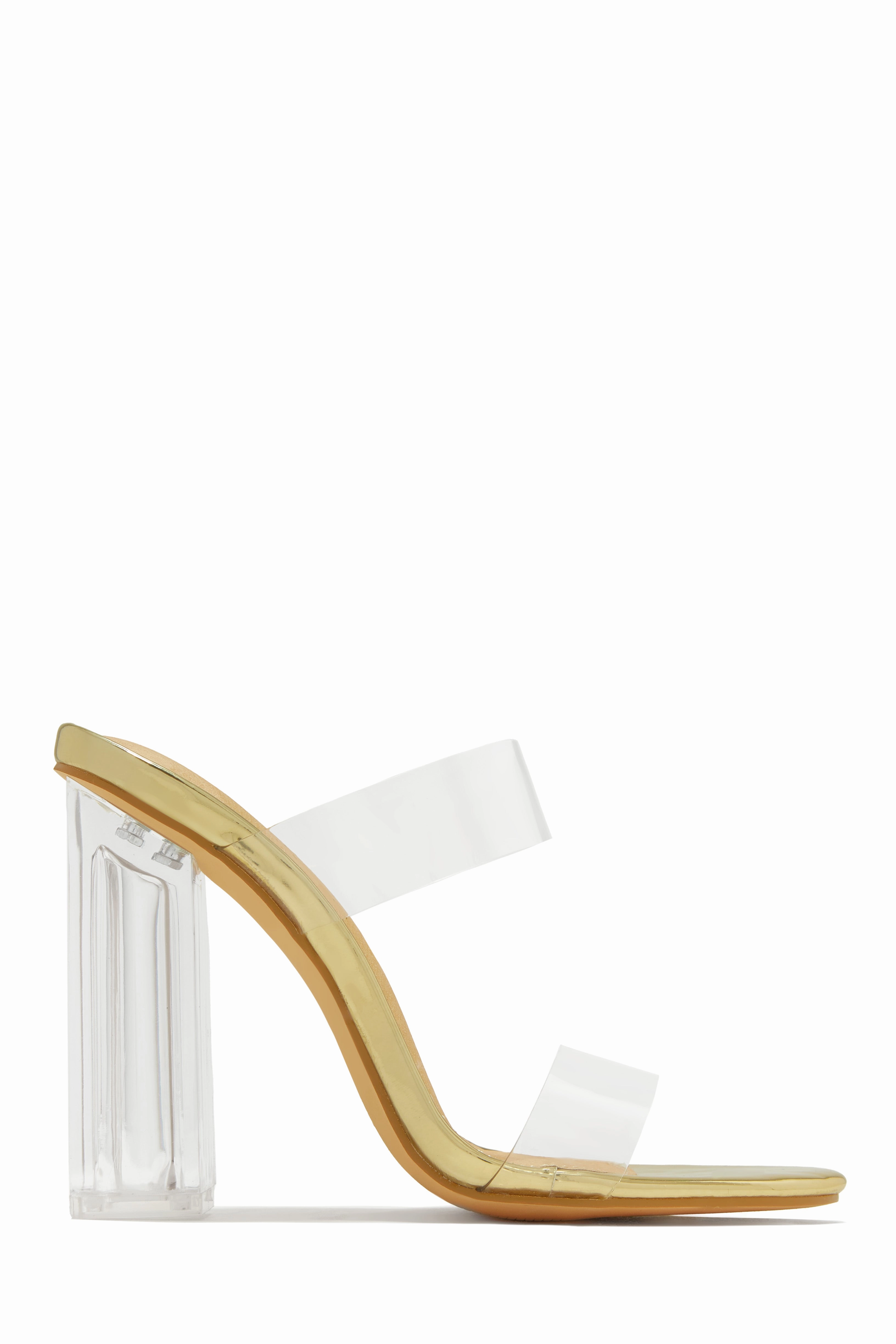 Your Next Date Clear Strap Block Heel Mules - Black